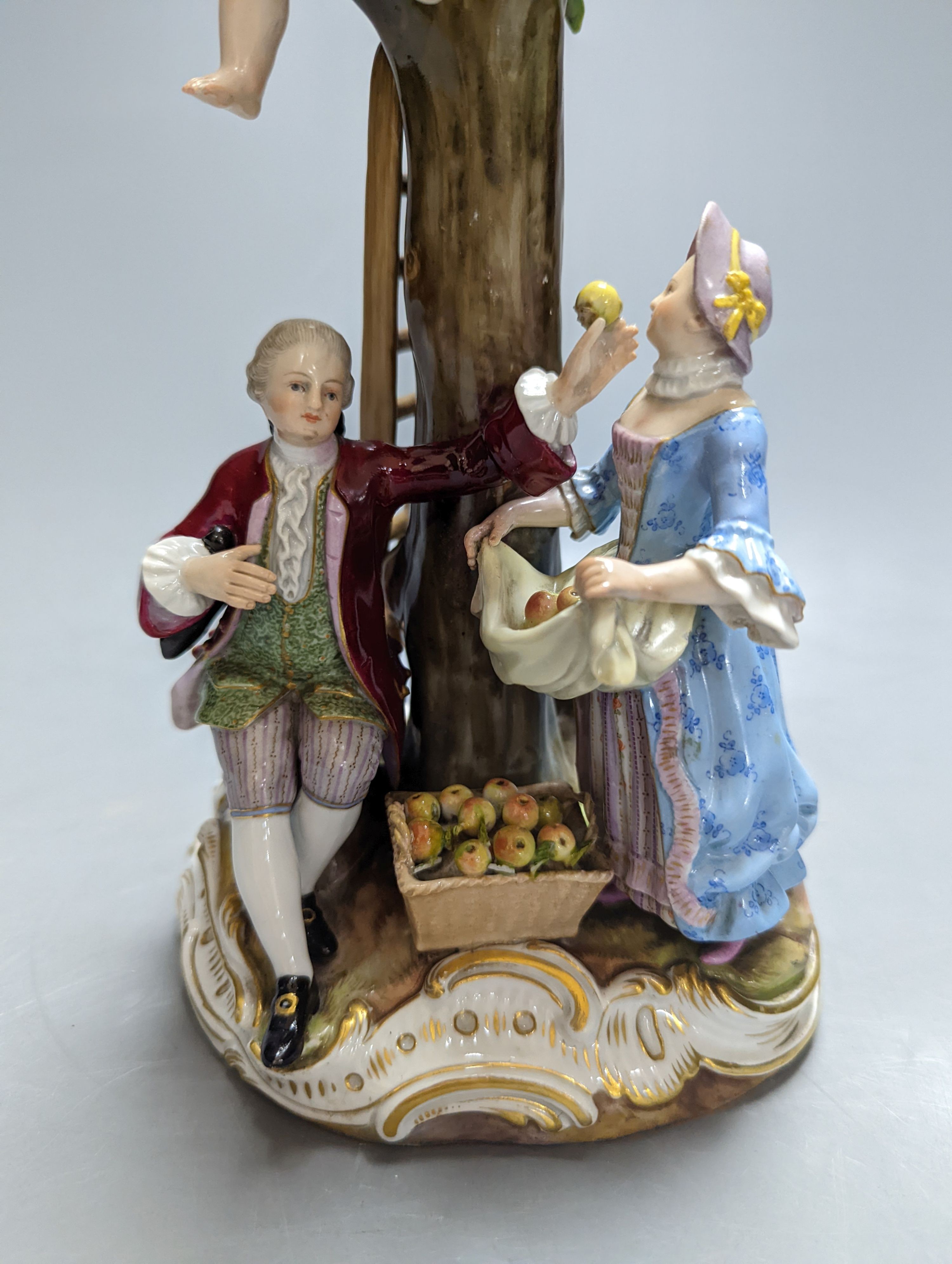 A 19th century Meissen porcelain figure group of fruit pickers, incised number to base ‘2229’. 26cm